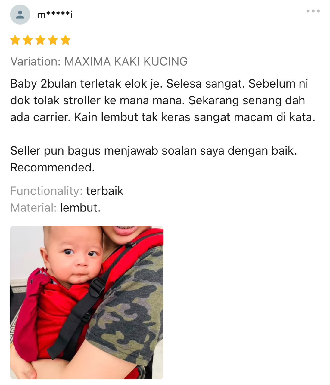 Ulasan lima bintang pelanggan NANA Maxima Kaki Kucing