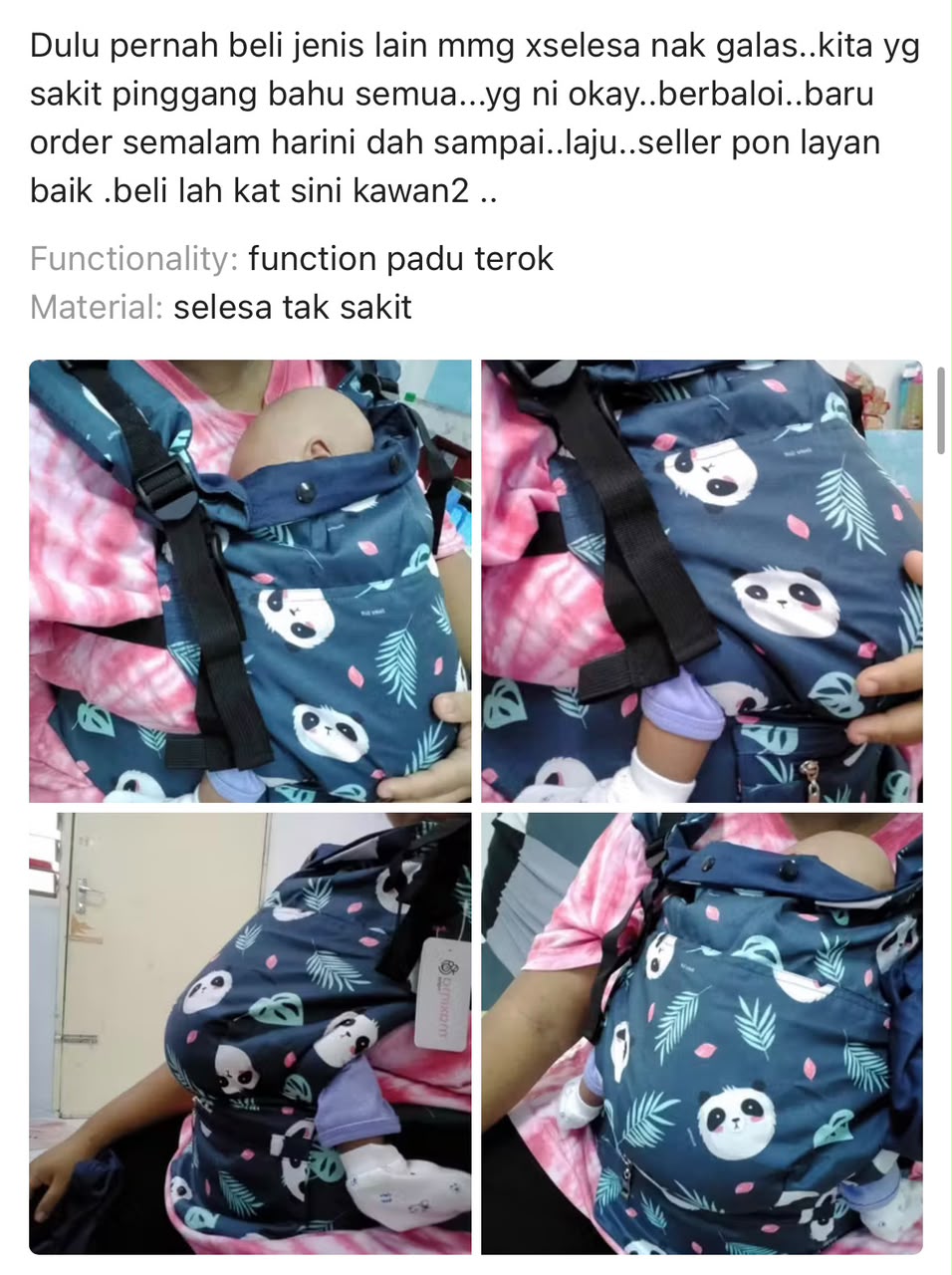 Ulasan pelanggan tentang keselesaan NANA baby carrier